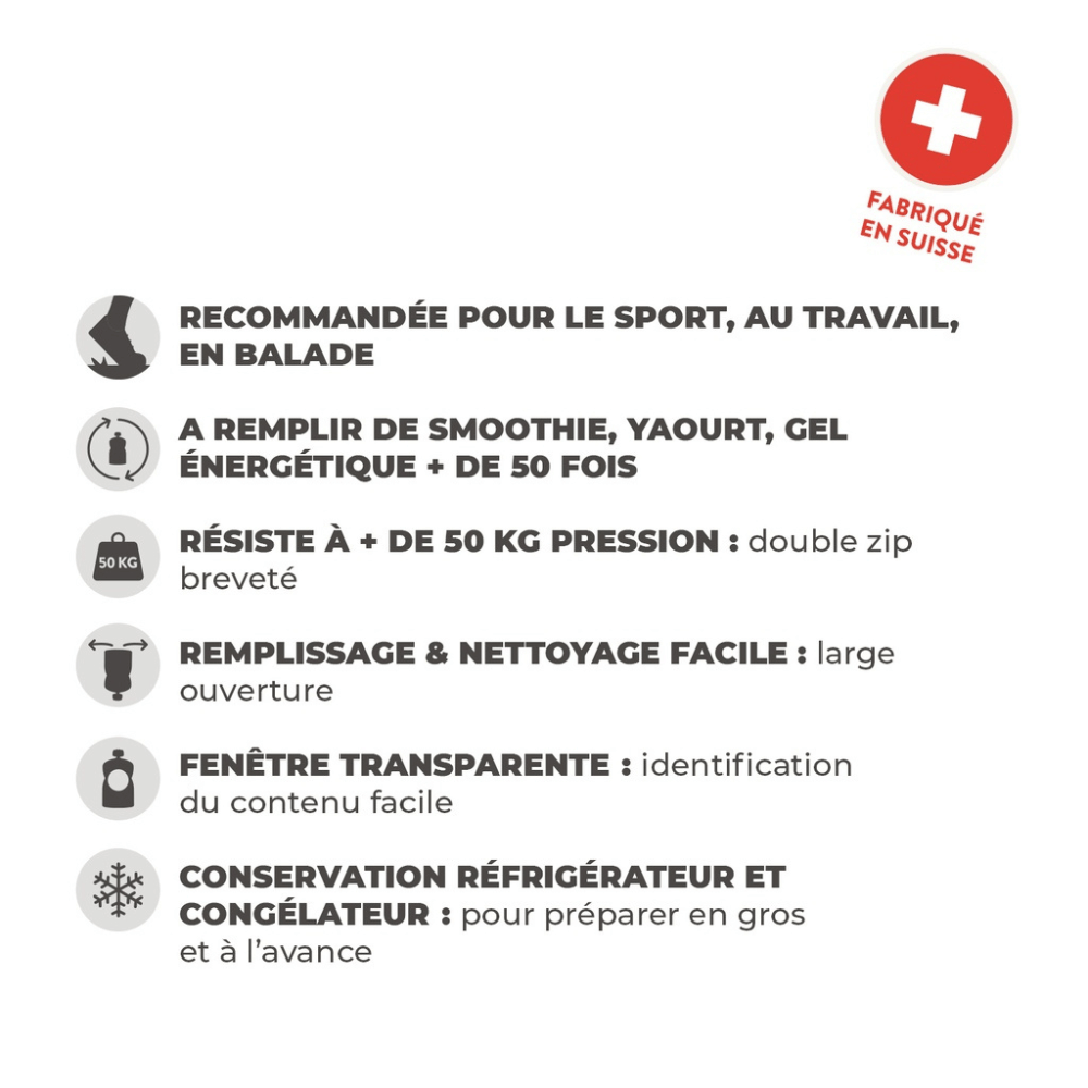 Gourdes alimentaires réutilisables x4