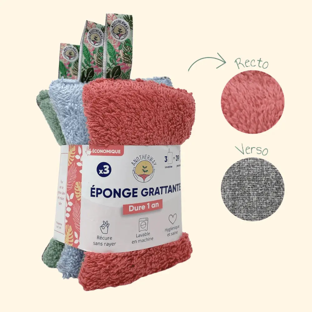 Éponges grattantes lavables - lot de 3