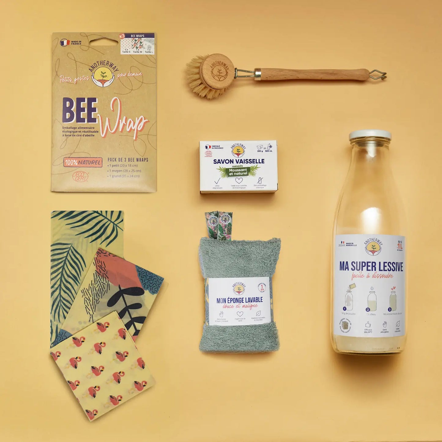 coffret zéro déchet bee wrap vaisselle lessive écologique zéro déchet cadeau