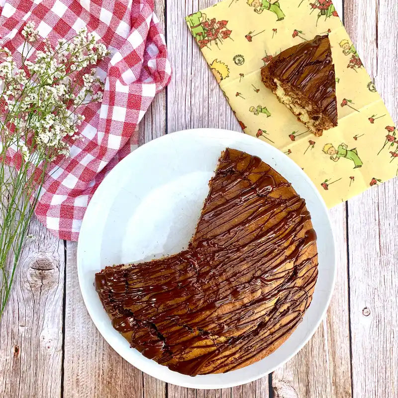 gateau chocolat bee wrap francais petit prince assiette emballage alimentaire