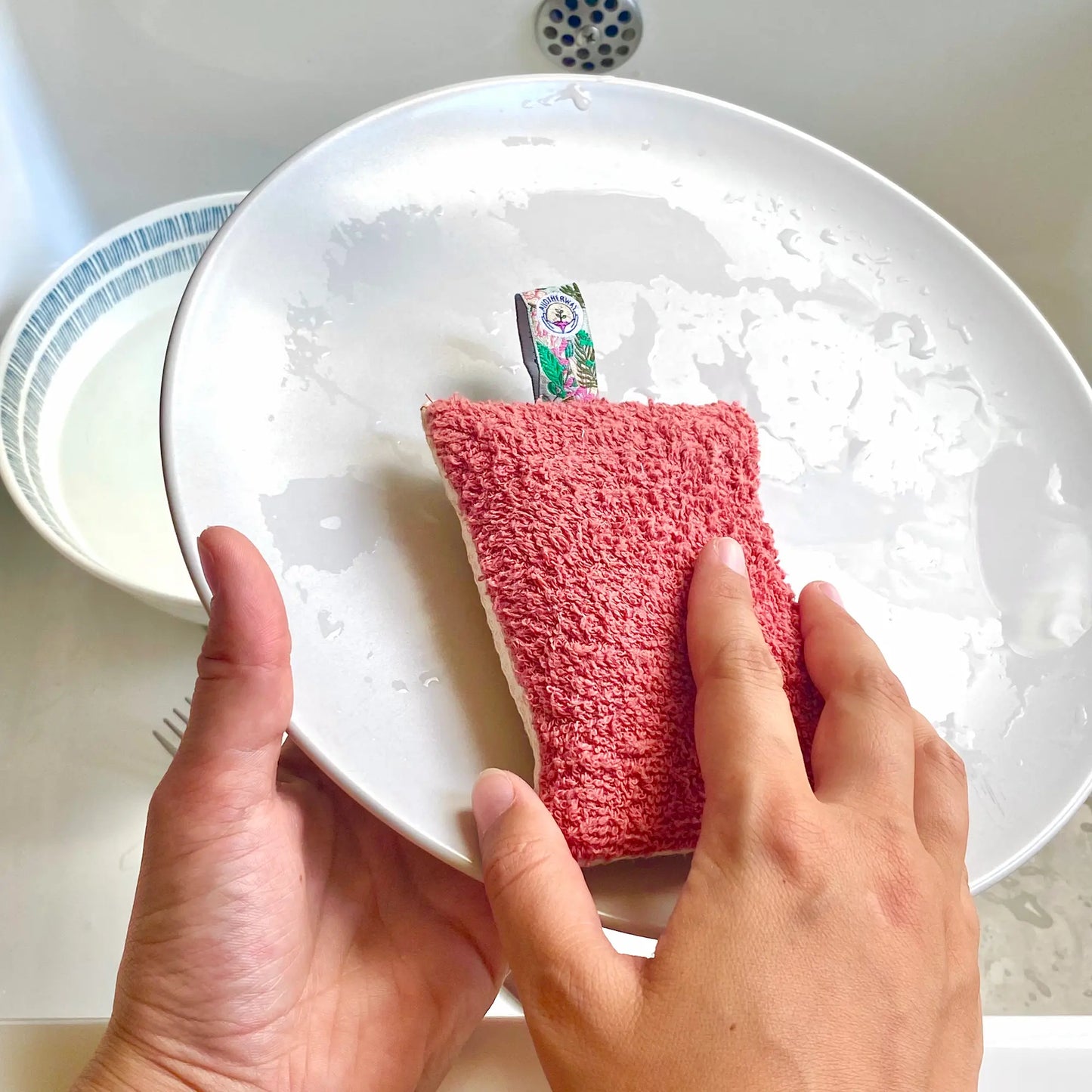 éponge réutilisable lavable corail vaisselle
