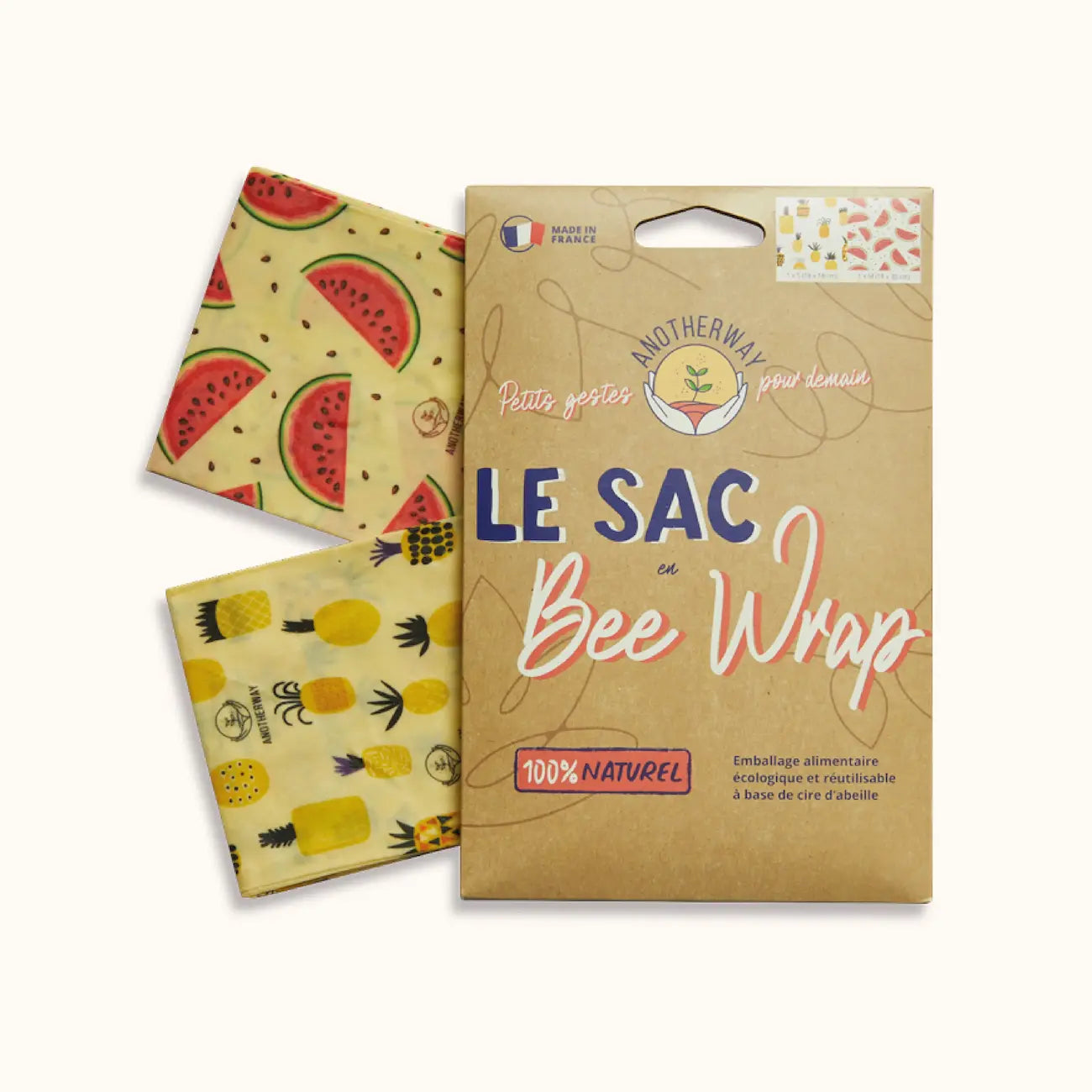 sac alimentaire réutilisable pain lavable cire d'abeille