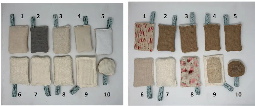test éponge lavable tissu