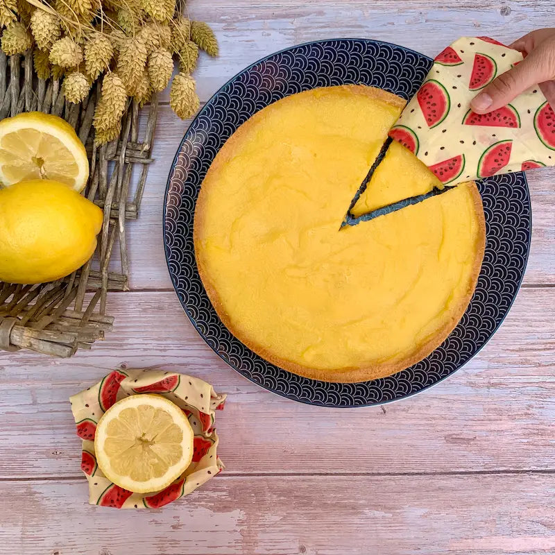 bee wrap citron tarte pastèque été emballage alimentaire réutilisable lavable